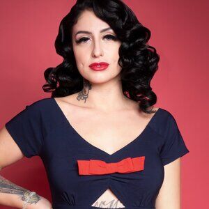 Shame Pencil Dress in Navy